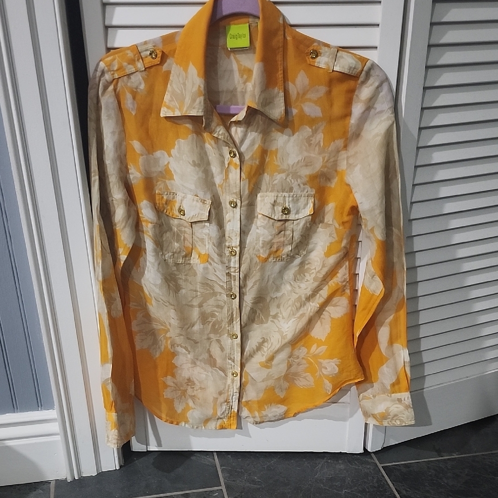 Bright Yellow Floral Button-Down Shirt by Culture